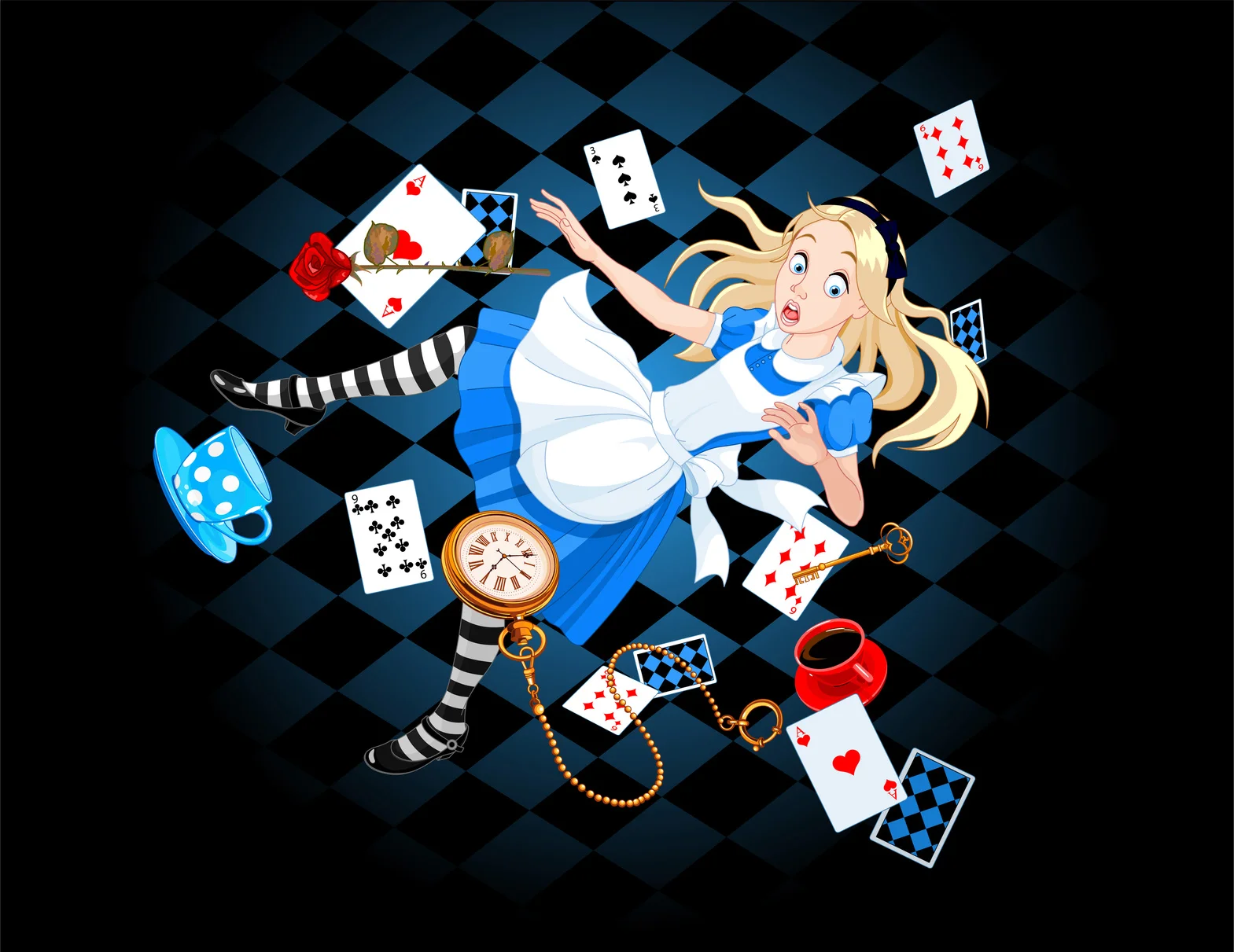Alice is falling down into the rabbit hole